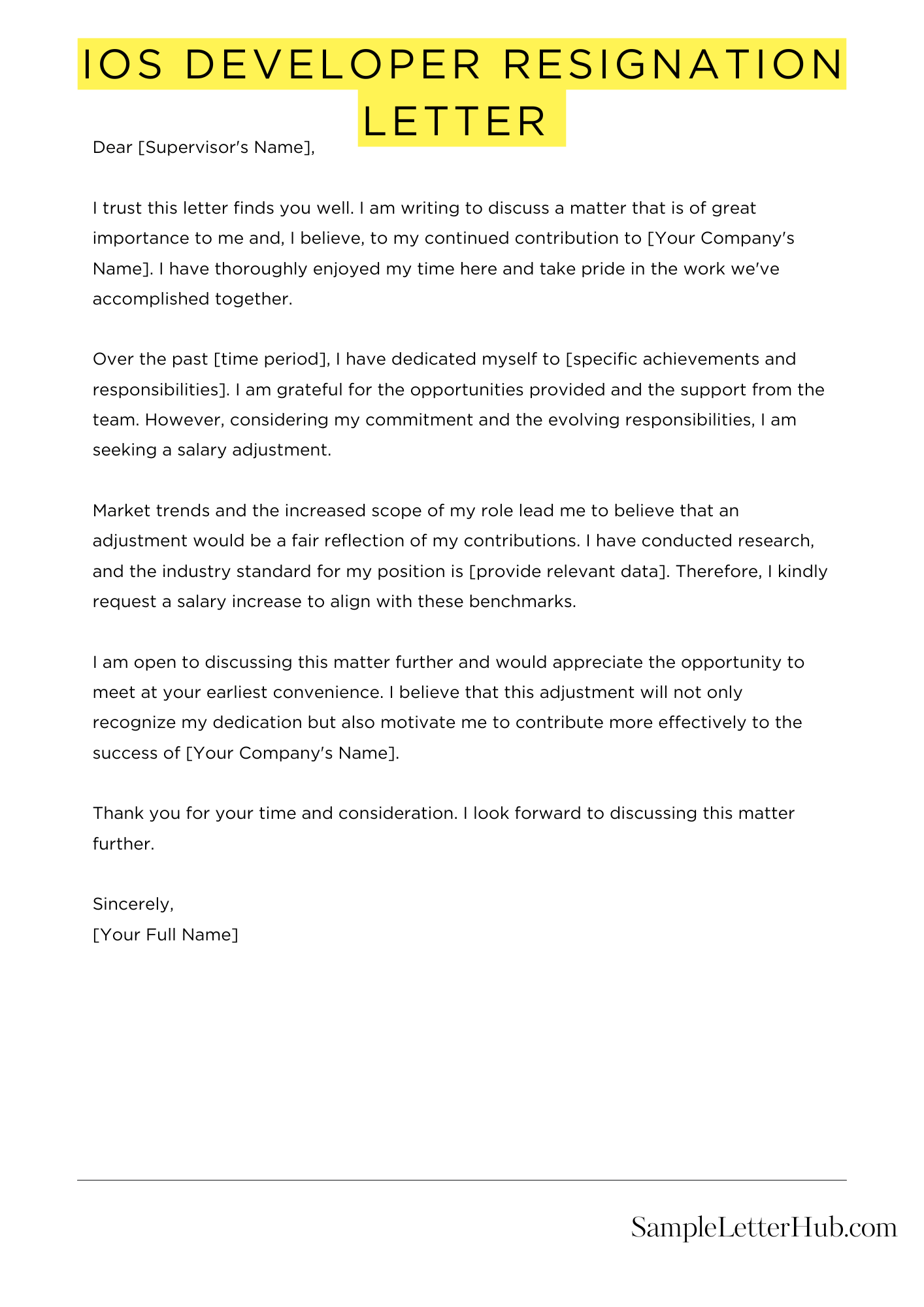 Ios Developer Resignation Letter 