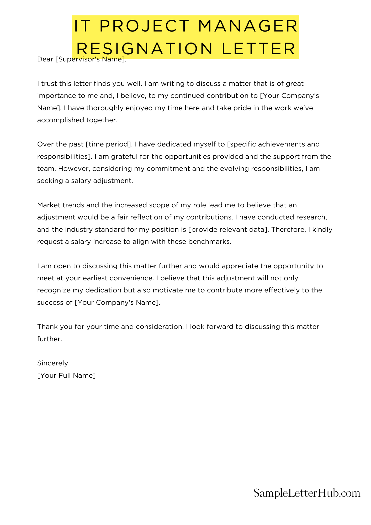 It Project Manager Resignation Letter