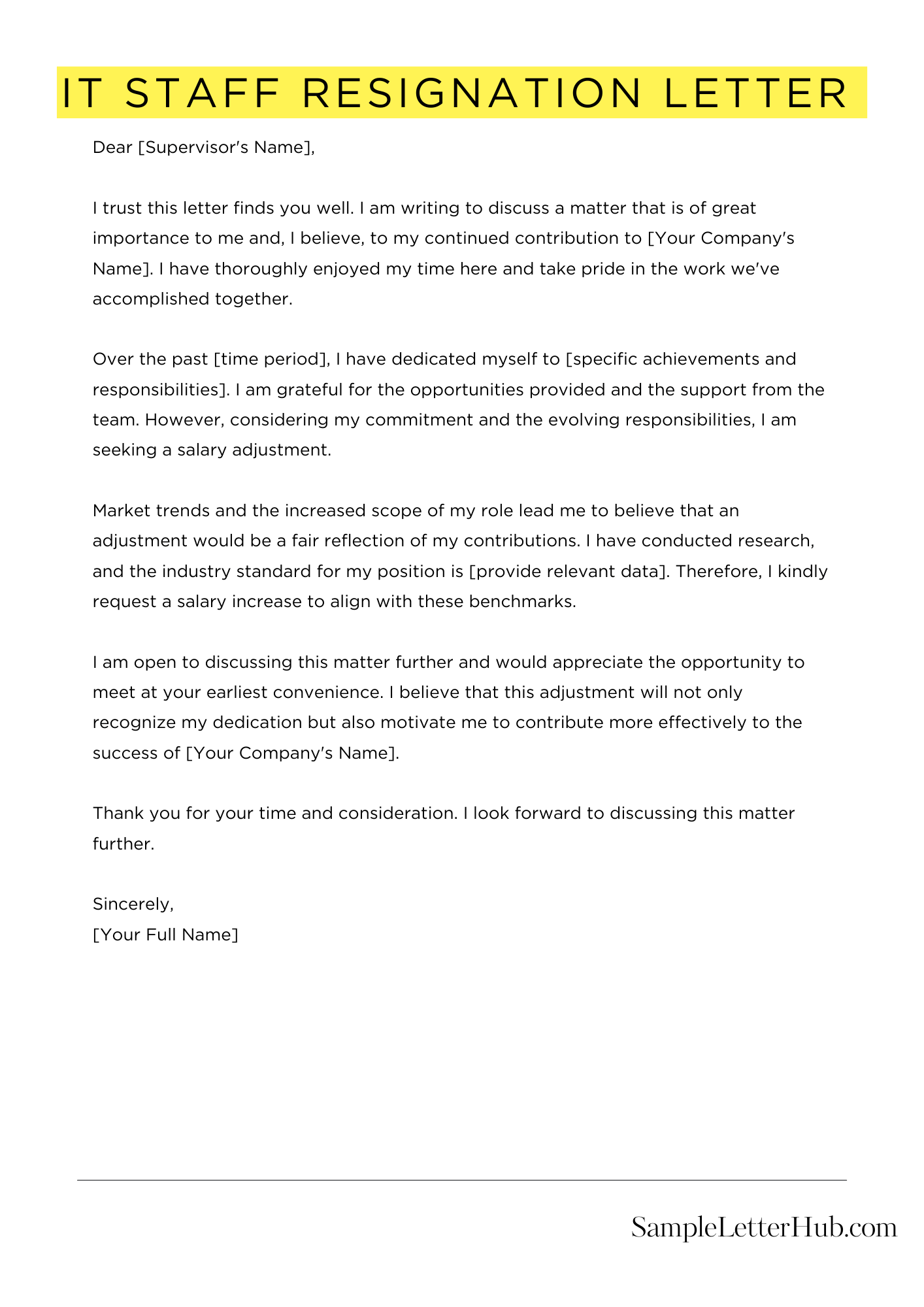 It Staff Resignation Letter 