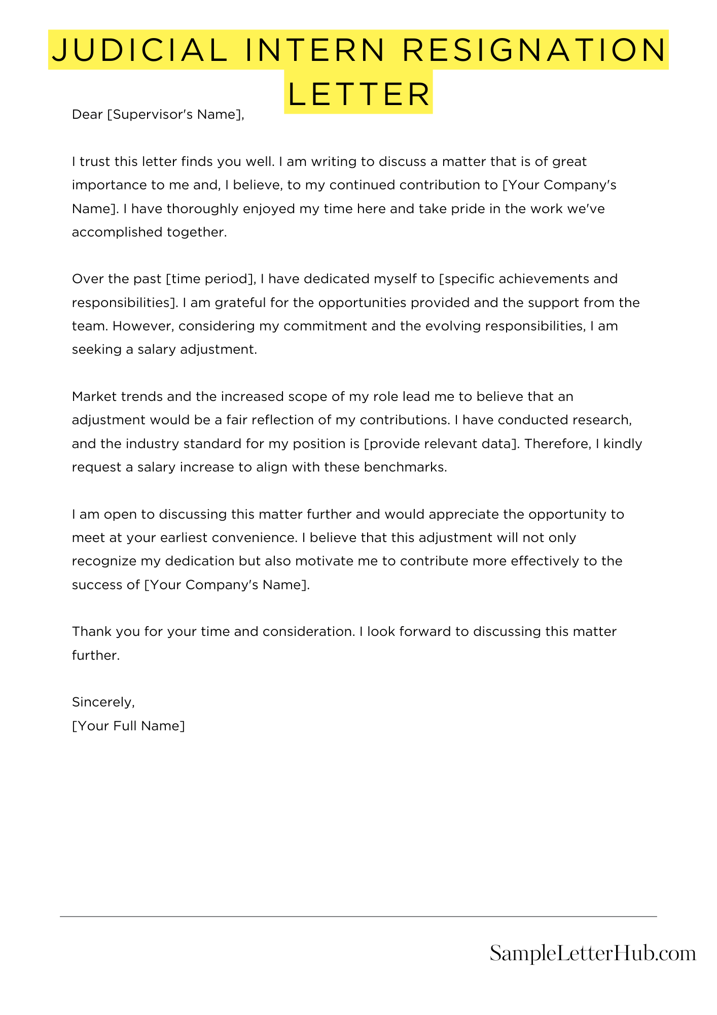 Judicial Intern Resignation Letter