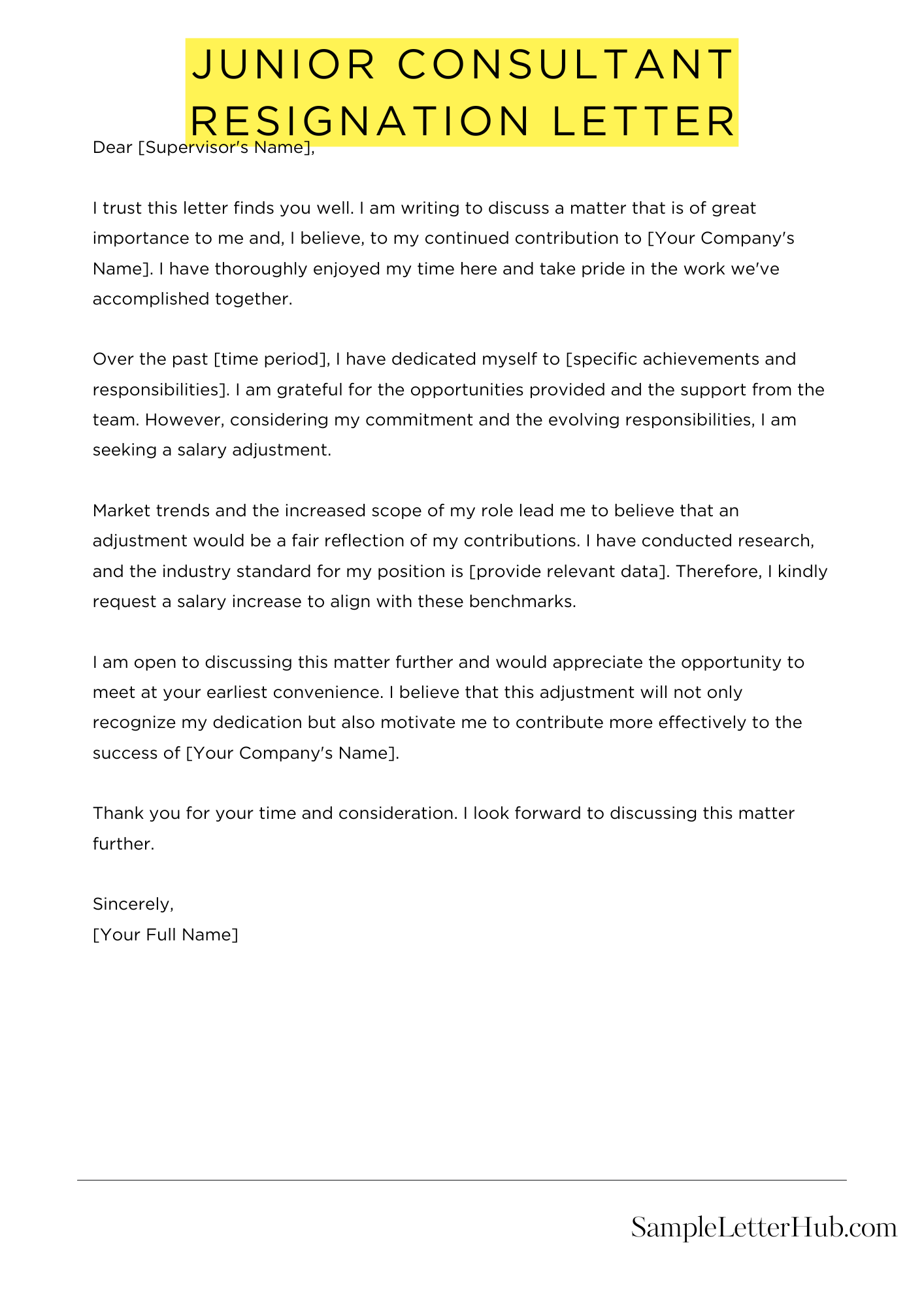 Junior Consultant Resignation Letter