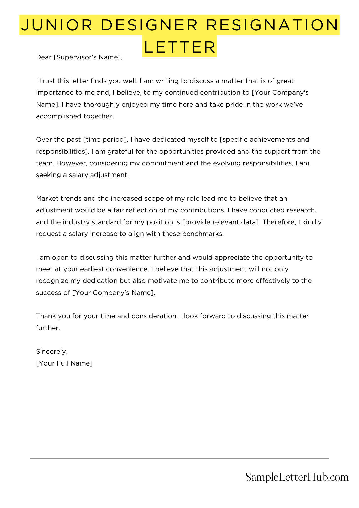 Junior Designer Resignation Letter