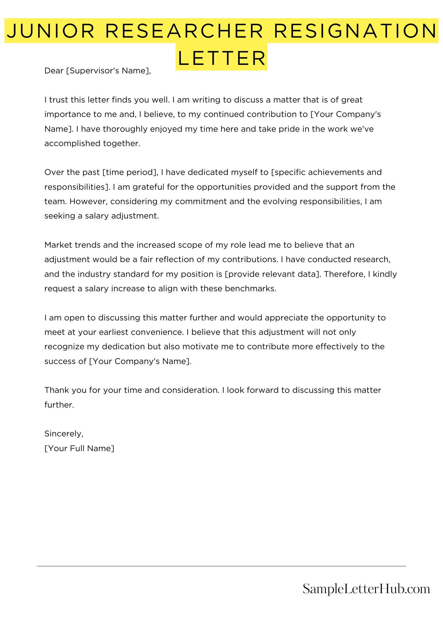 Junior Researcher Resignation Letter