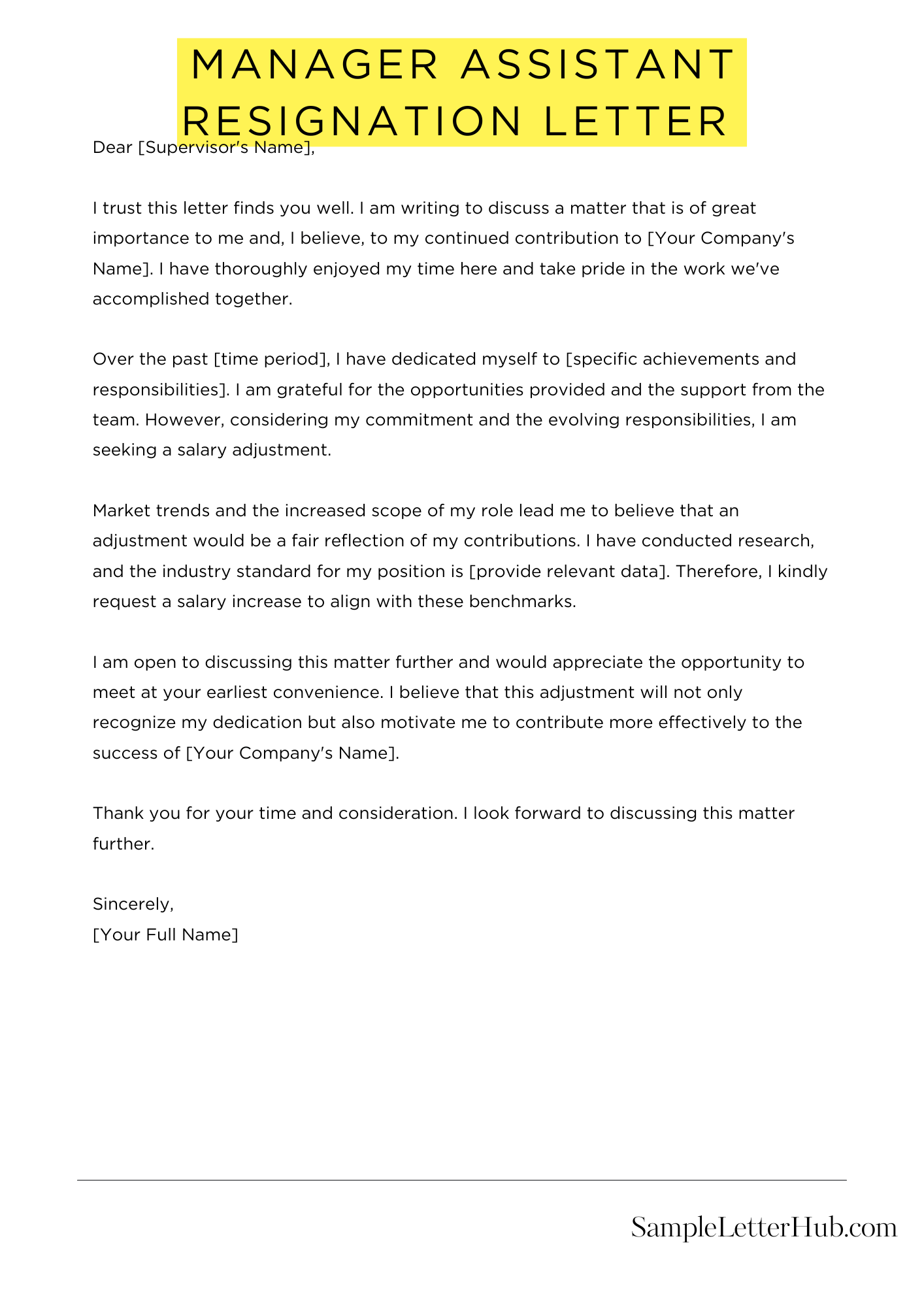 Manager Assistant Resignation Letter 