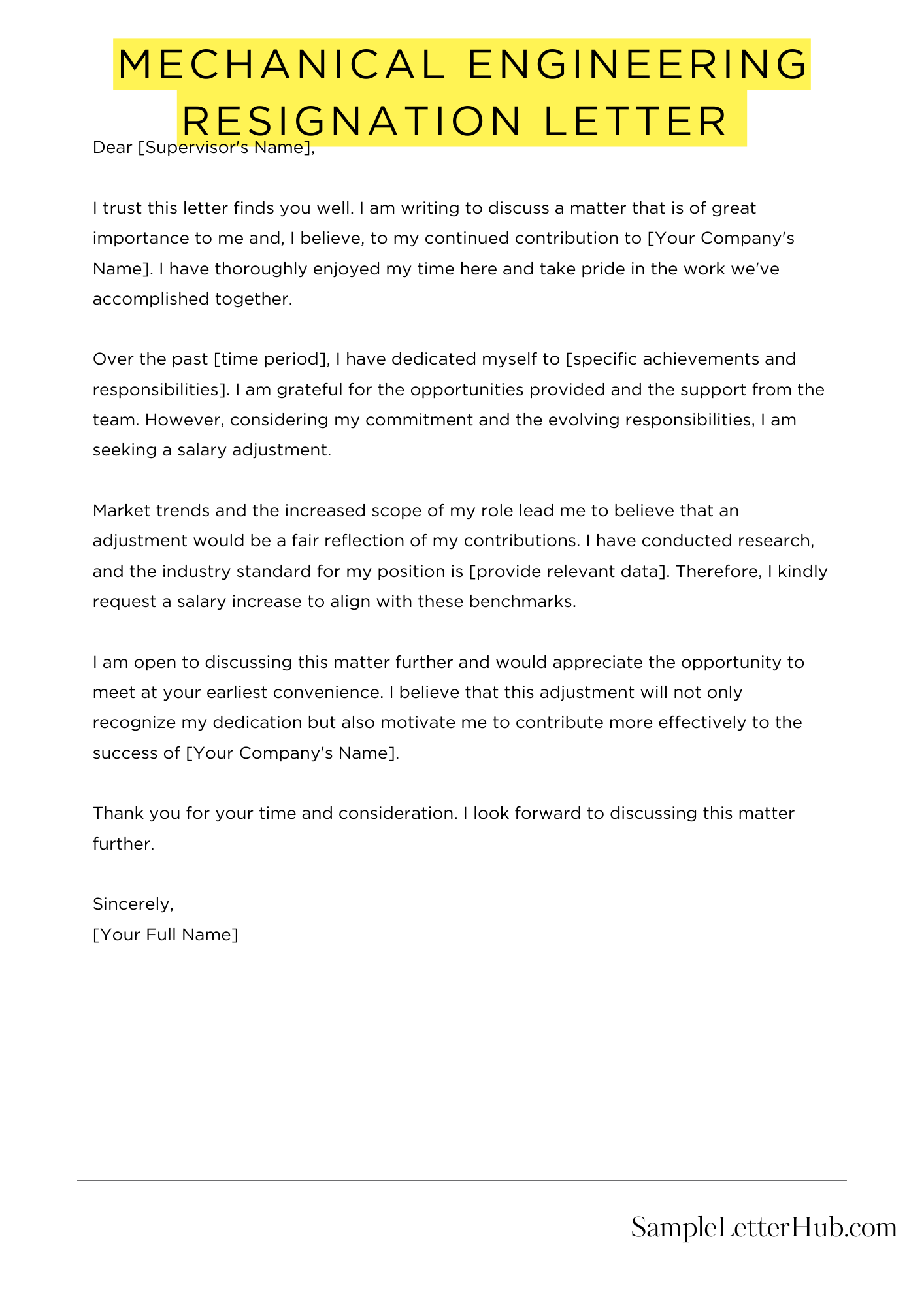 Mechanical Engineering Resignation Letter 