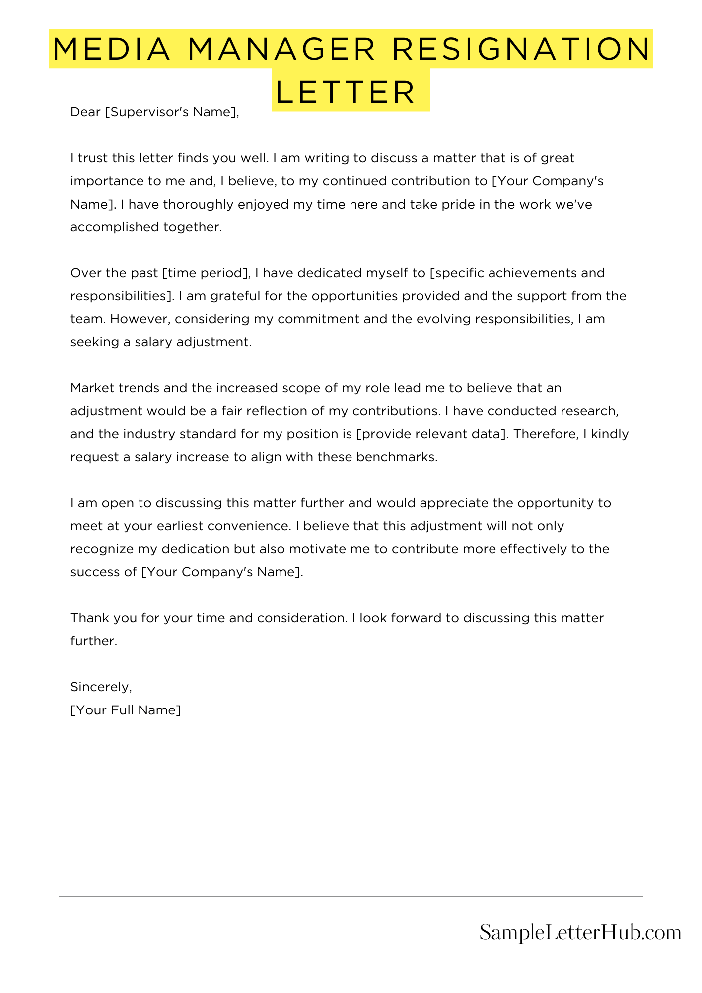 Media Manager Resignation Letter 