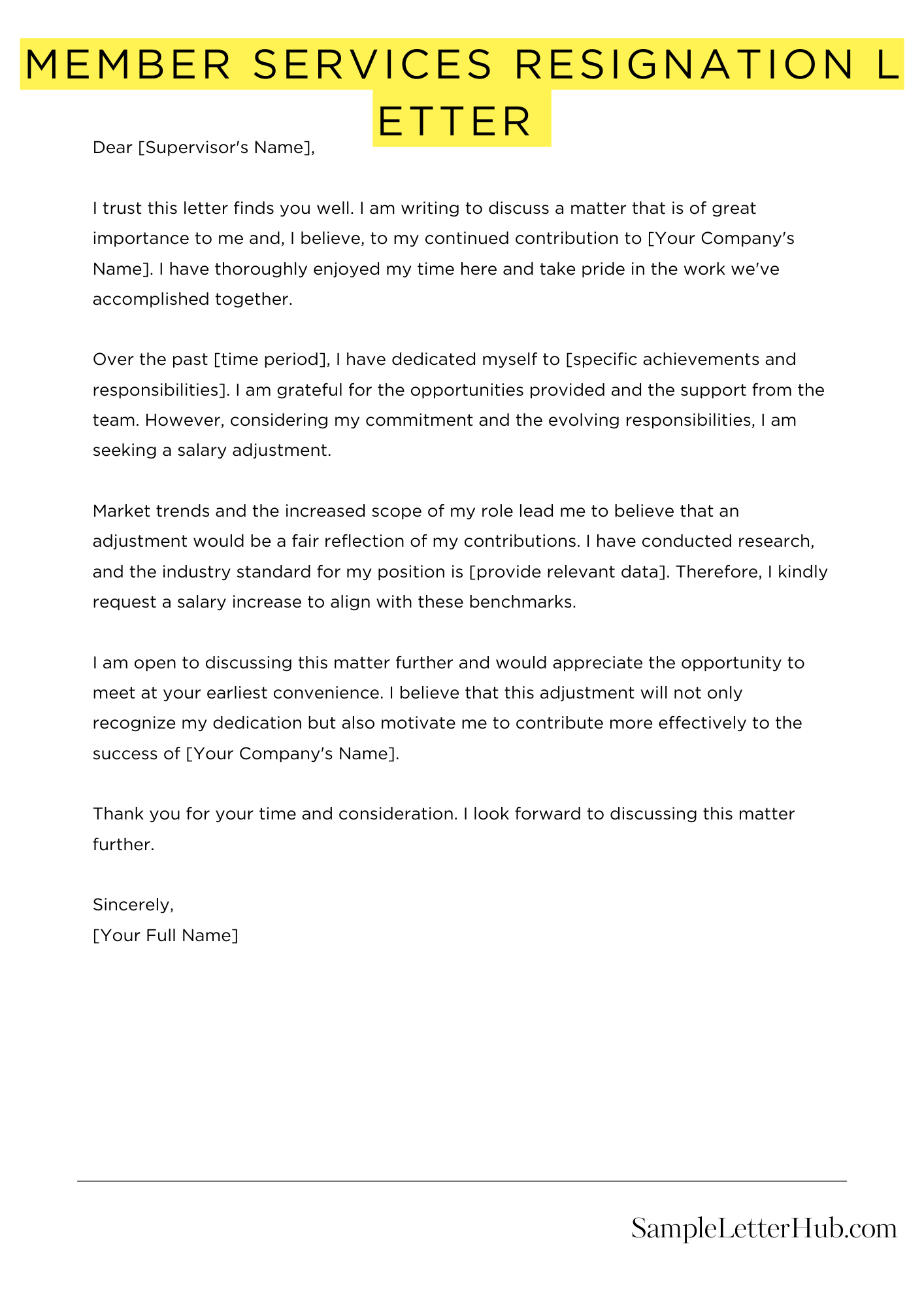 Member Services Resignation Letter 