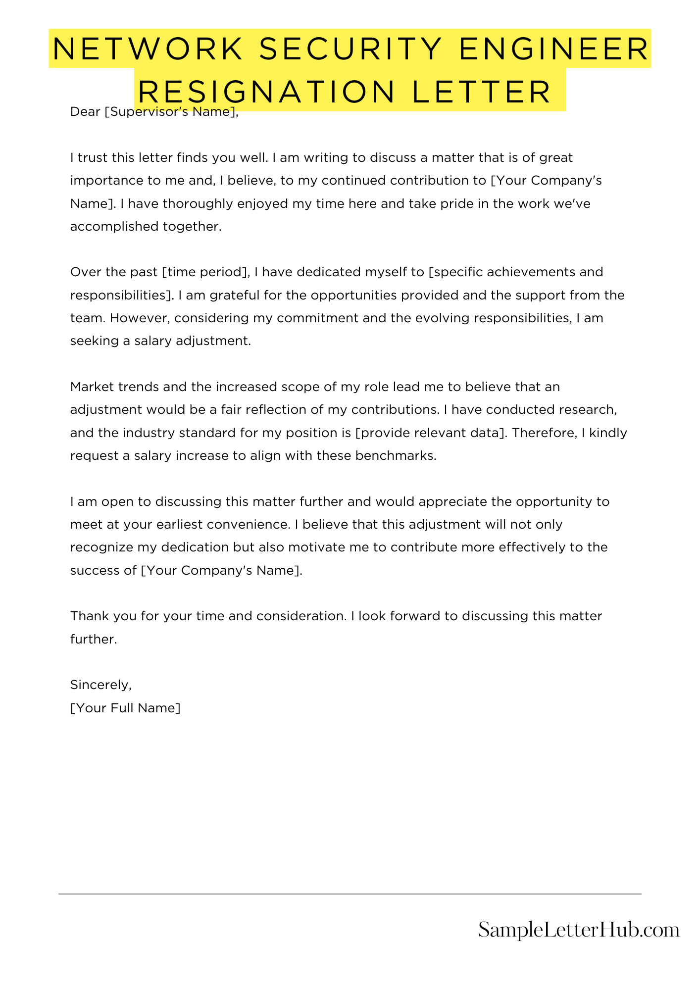 Network Security Engineer Resignation Letter 