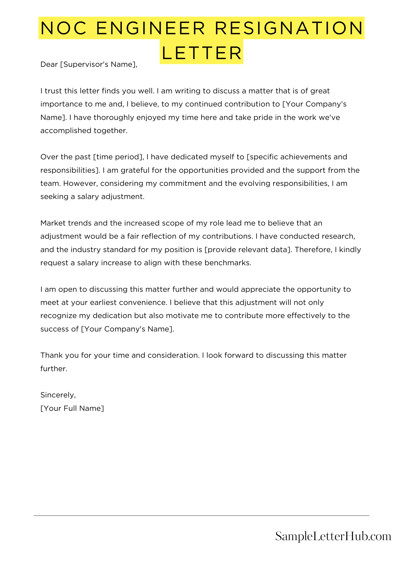 Noc Engineer Resignation Letter