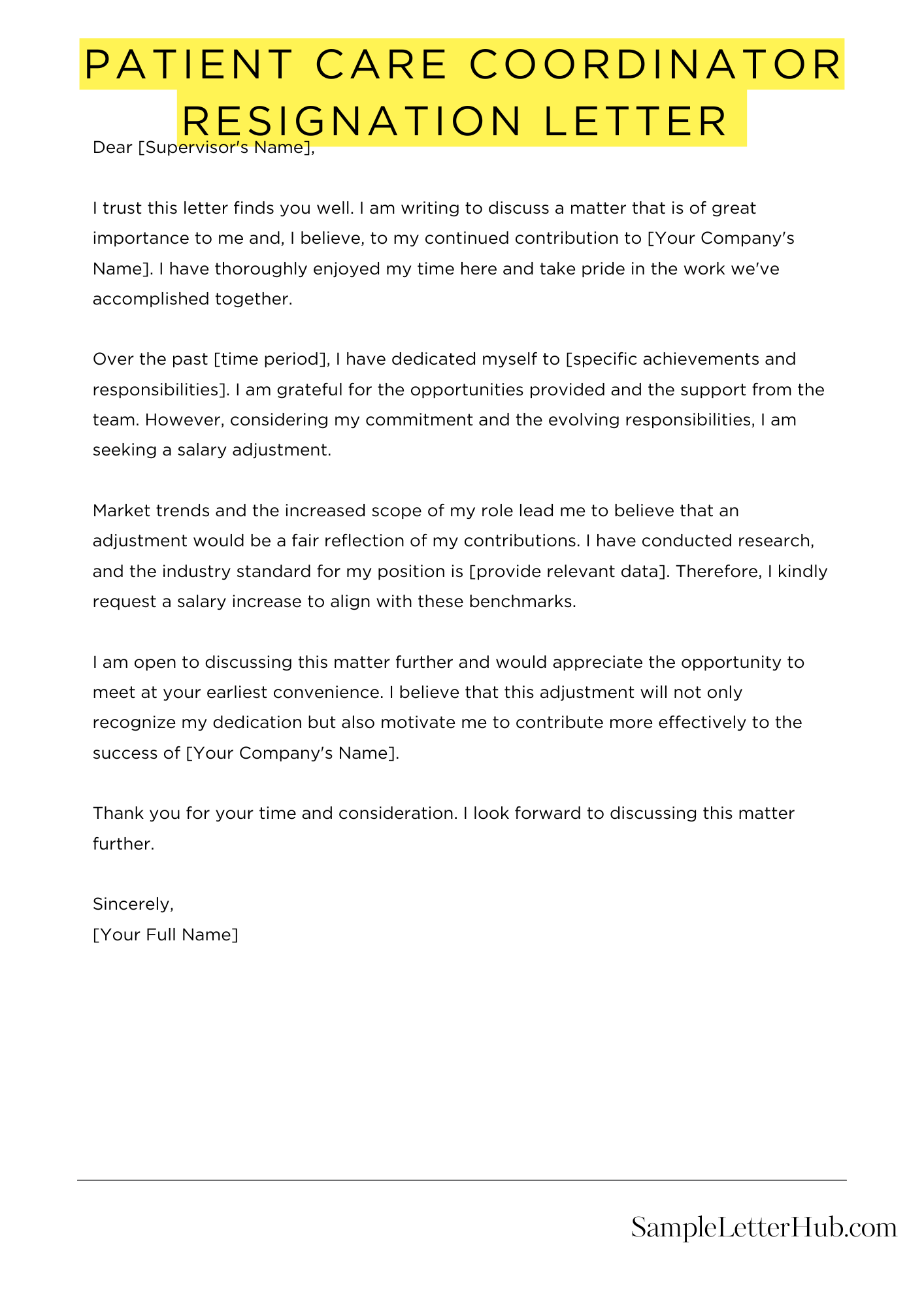 Patient Care Coordinator Resignation Letter 