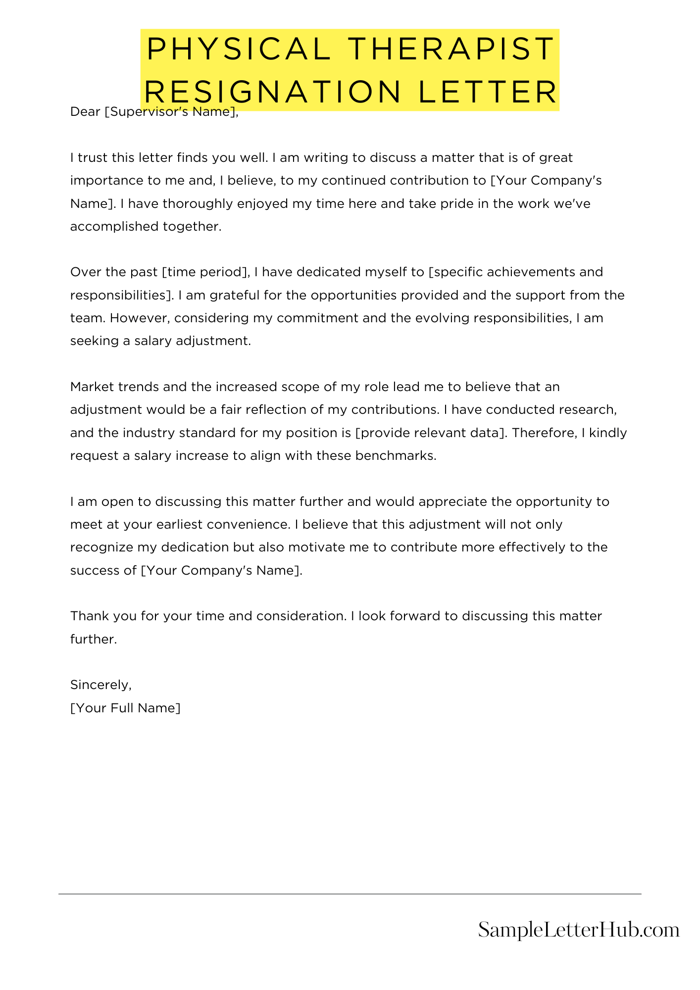 Physical Therapist Resignation Letter