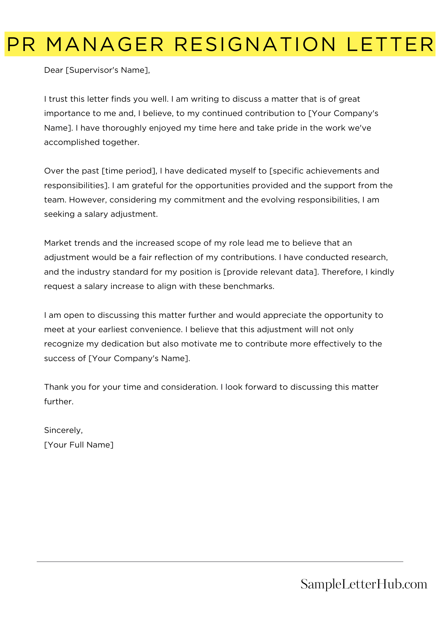 Pr Manager Resignation Letter