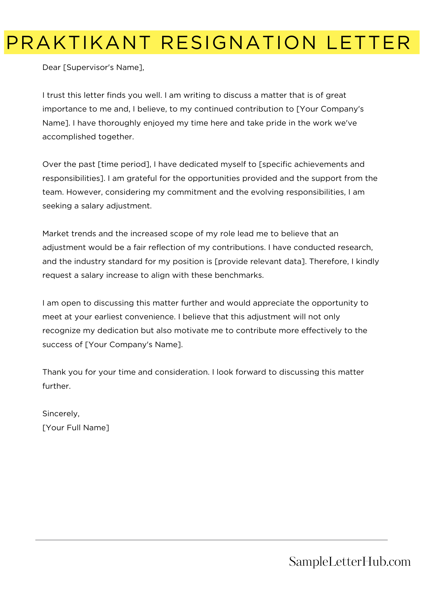 Praktikant Resignation Letter 