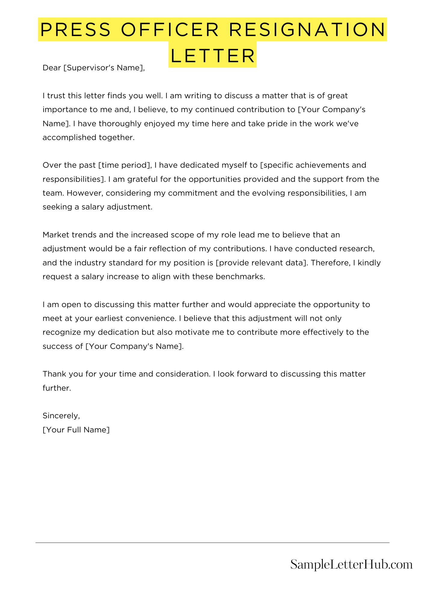 Press Officer Resignation Letter