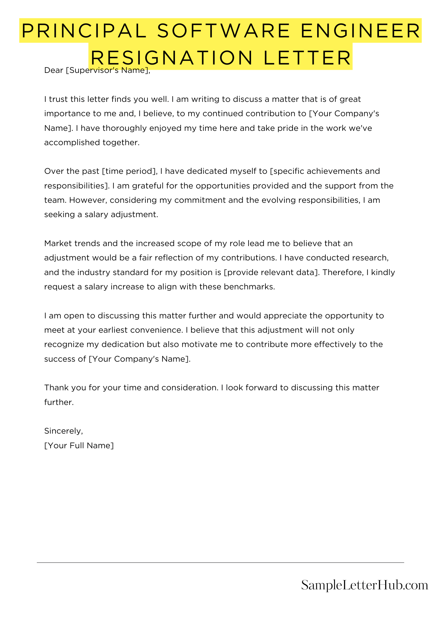 Principal Software Engineer Resignation Letter