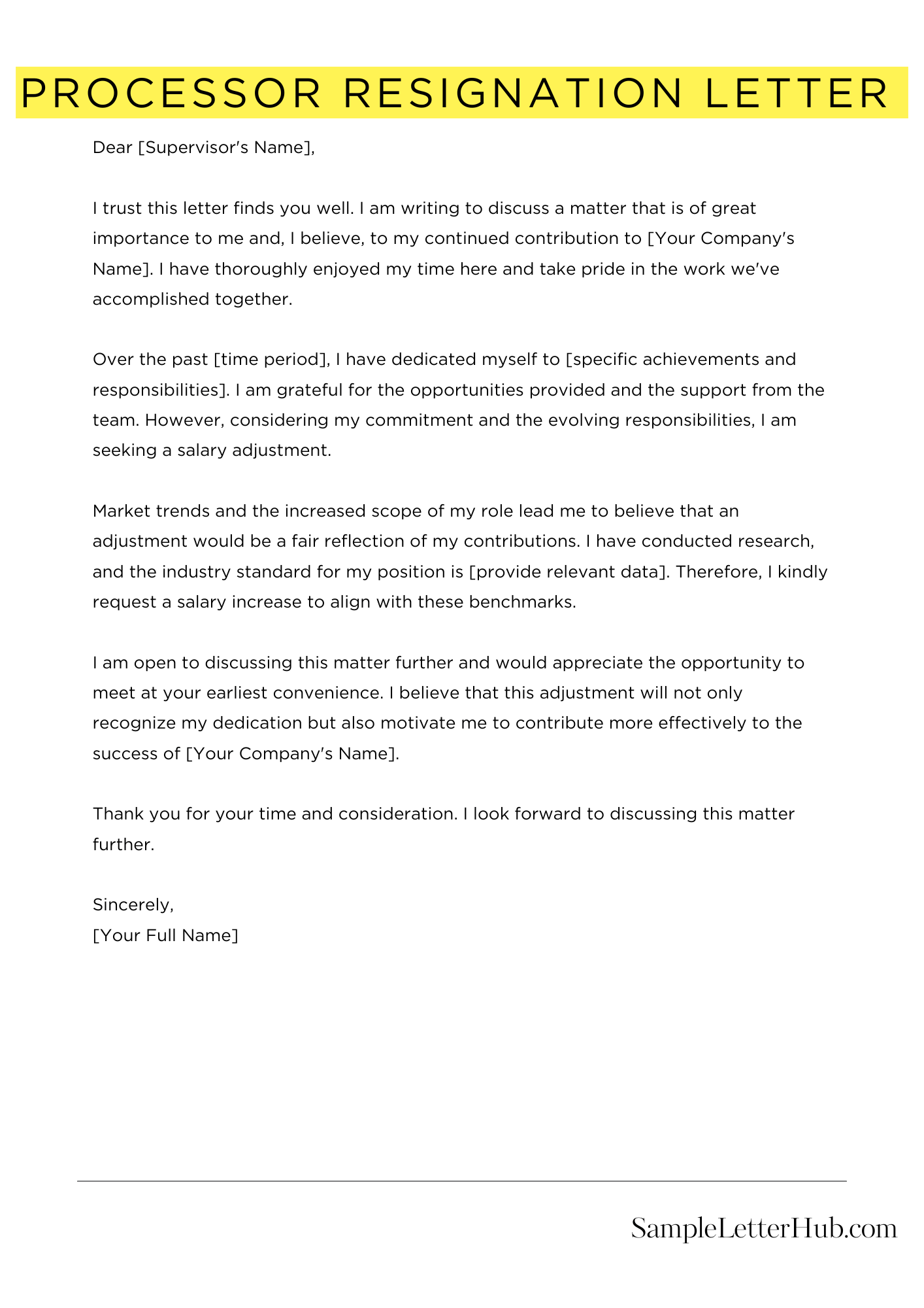 Processor Resignation Letter 