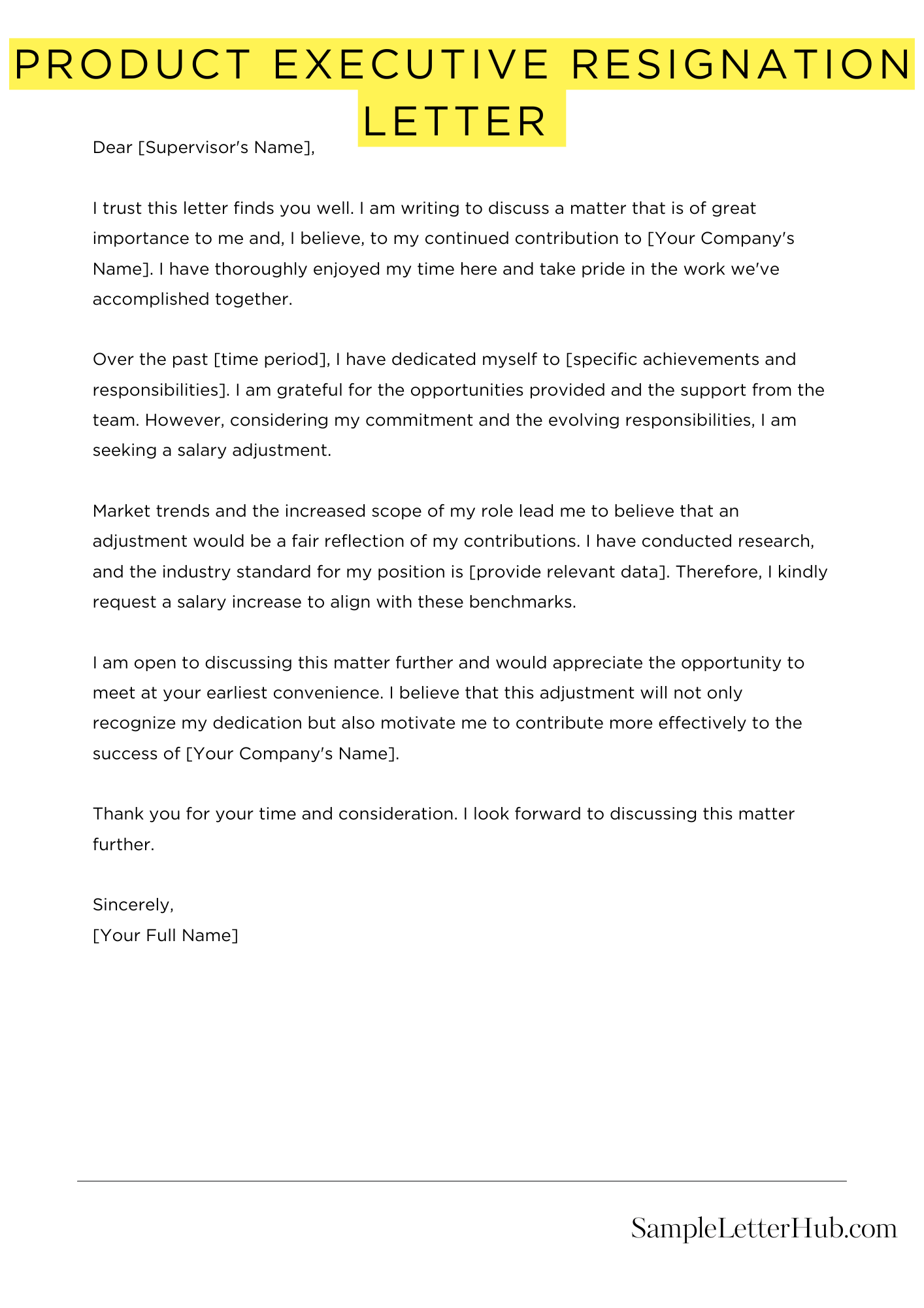 Product Executive Resignation Letter 