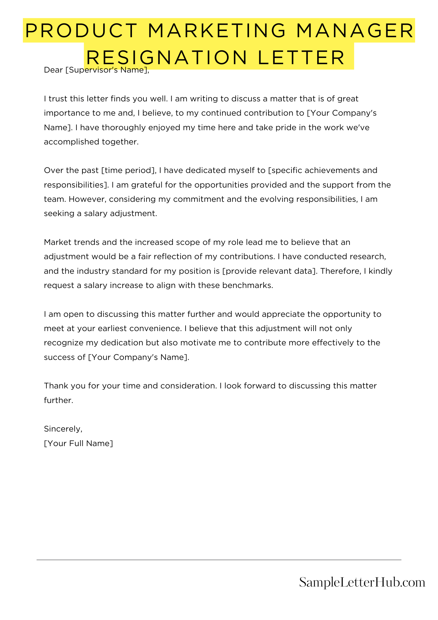 Product Marketing Manager Resignation Letter 