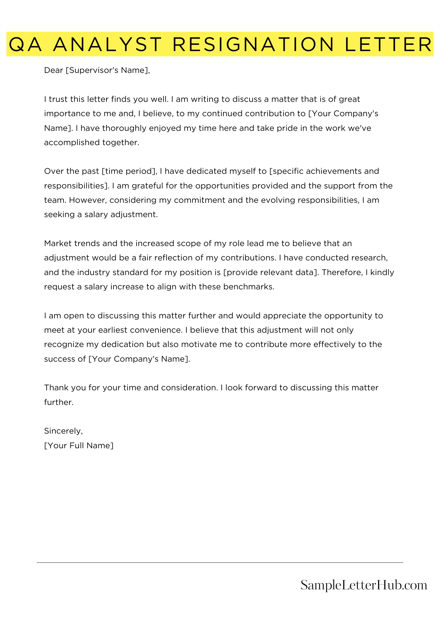 Qa Analyst Resignation Letter