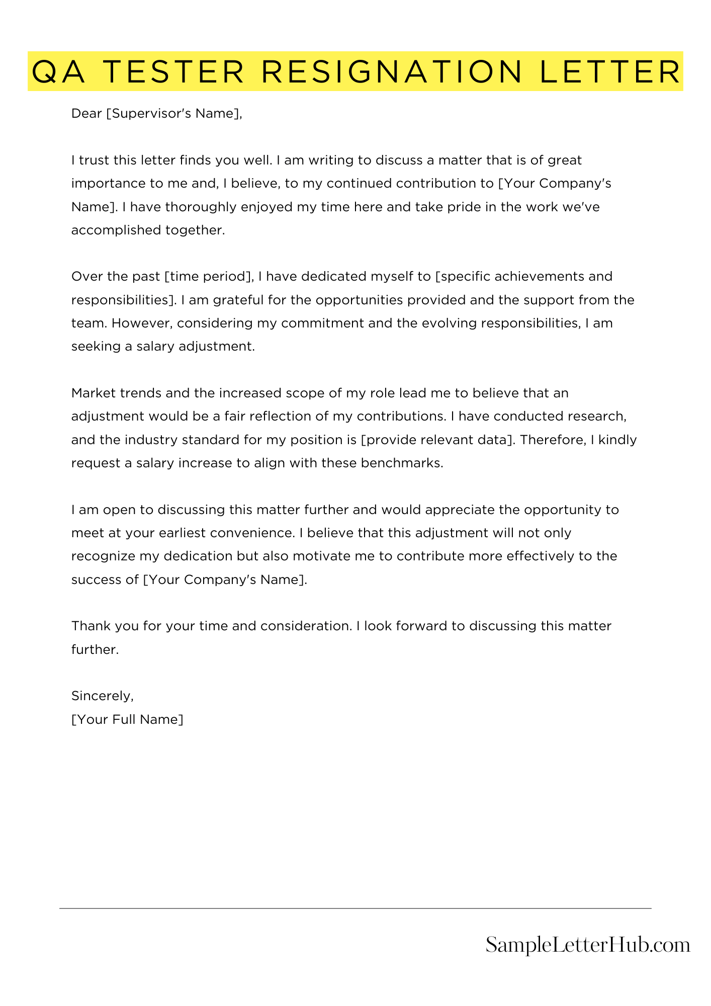 Qa Tester Resignation Letter