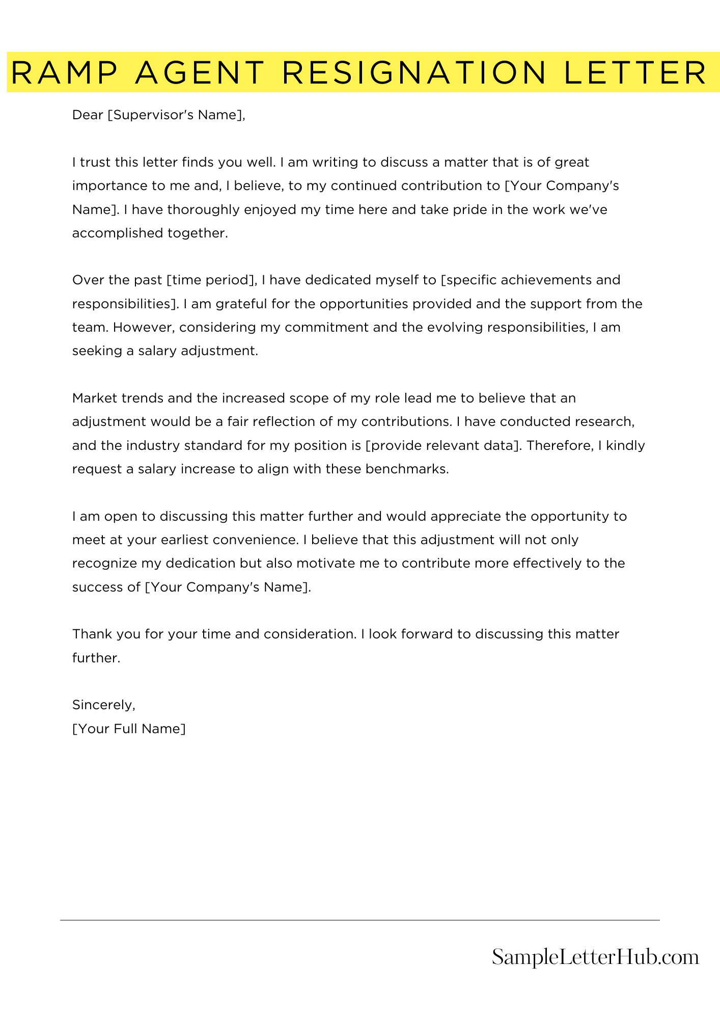 Ramp Agent Resignation Letter 