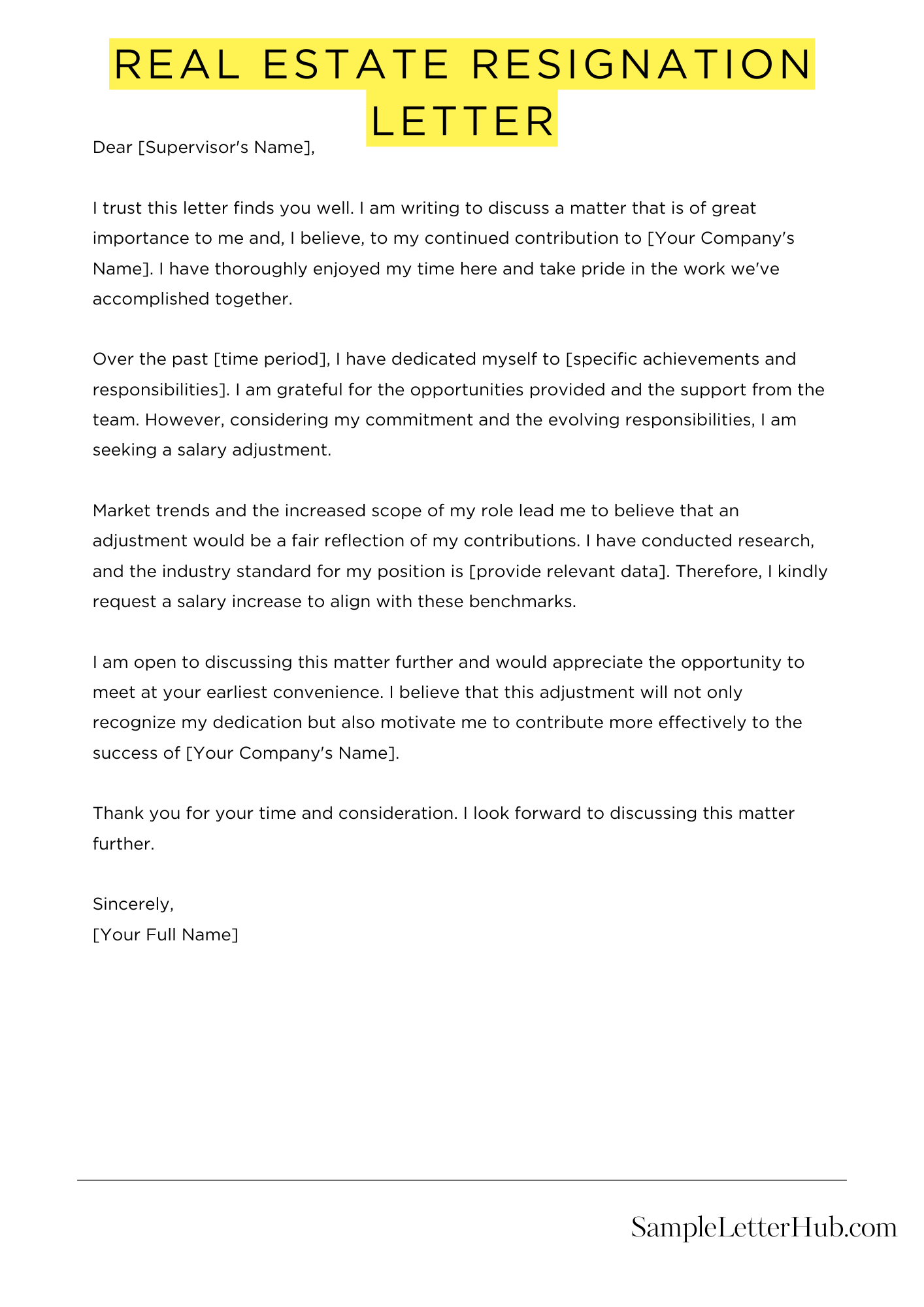 Real Estate Resignation Letter