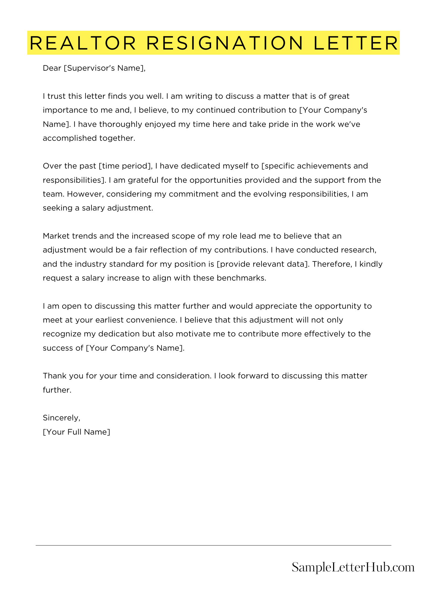 Realtor Resignation Letter