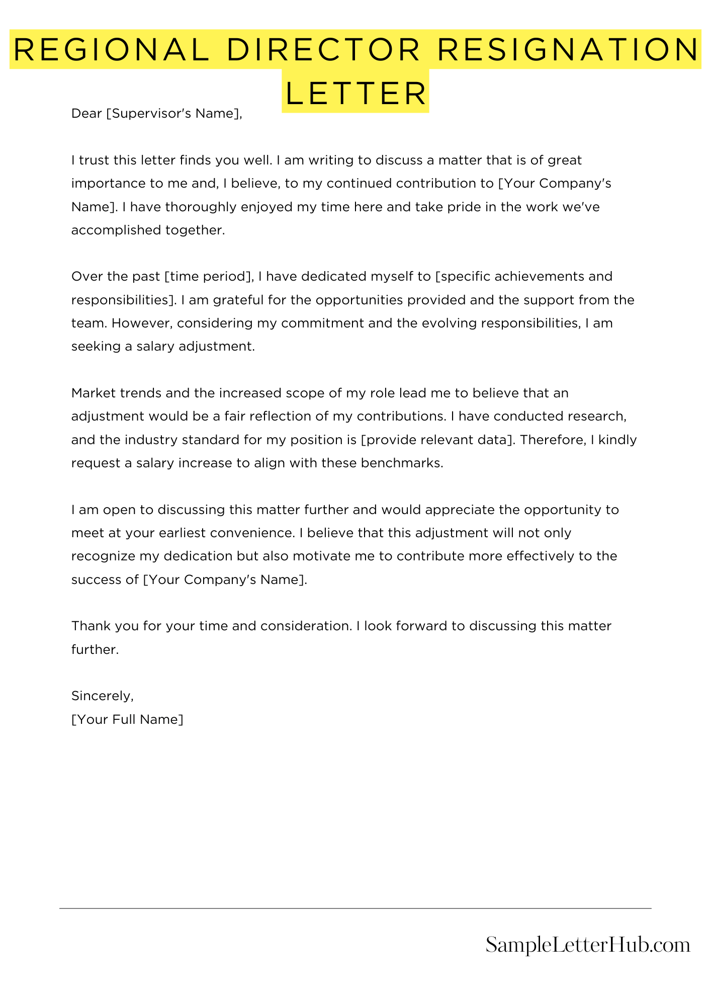 Regional Director Resignation Letter