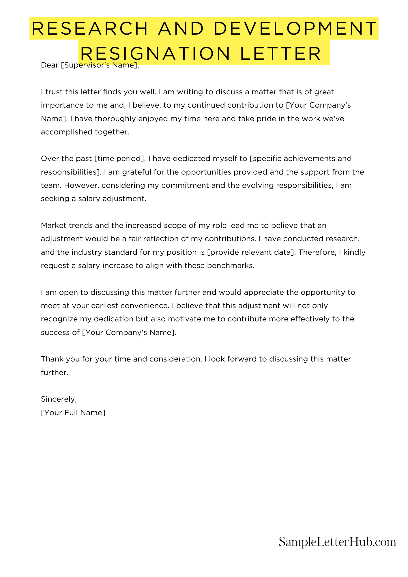 Research And Development Resignation Letter 