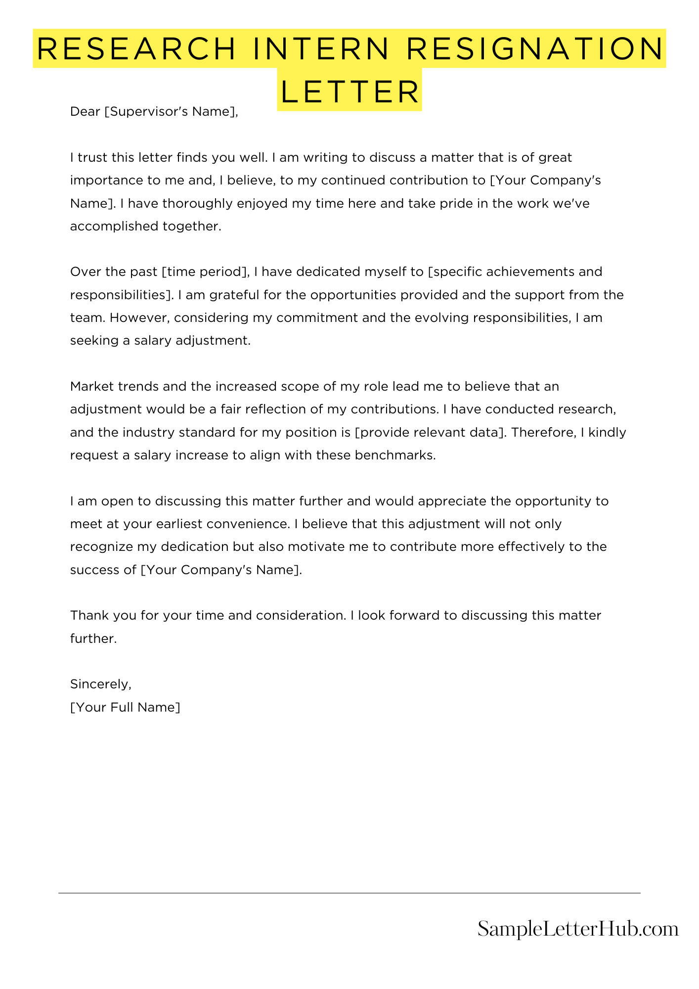 Research Intern Resignation Letter