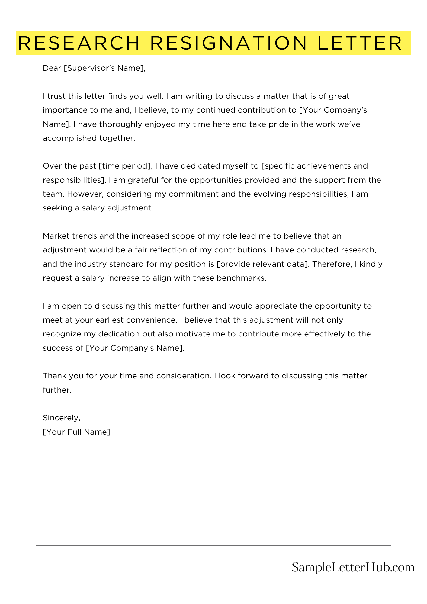 Research Resignation Letter 