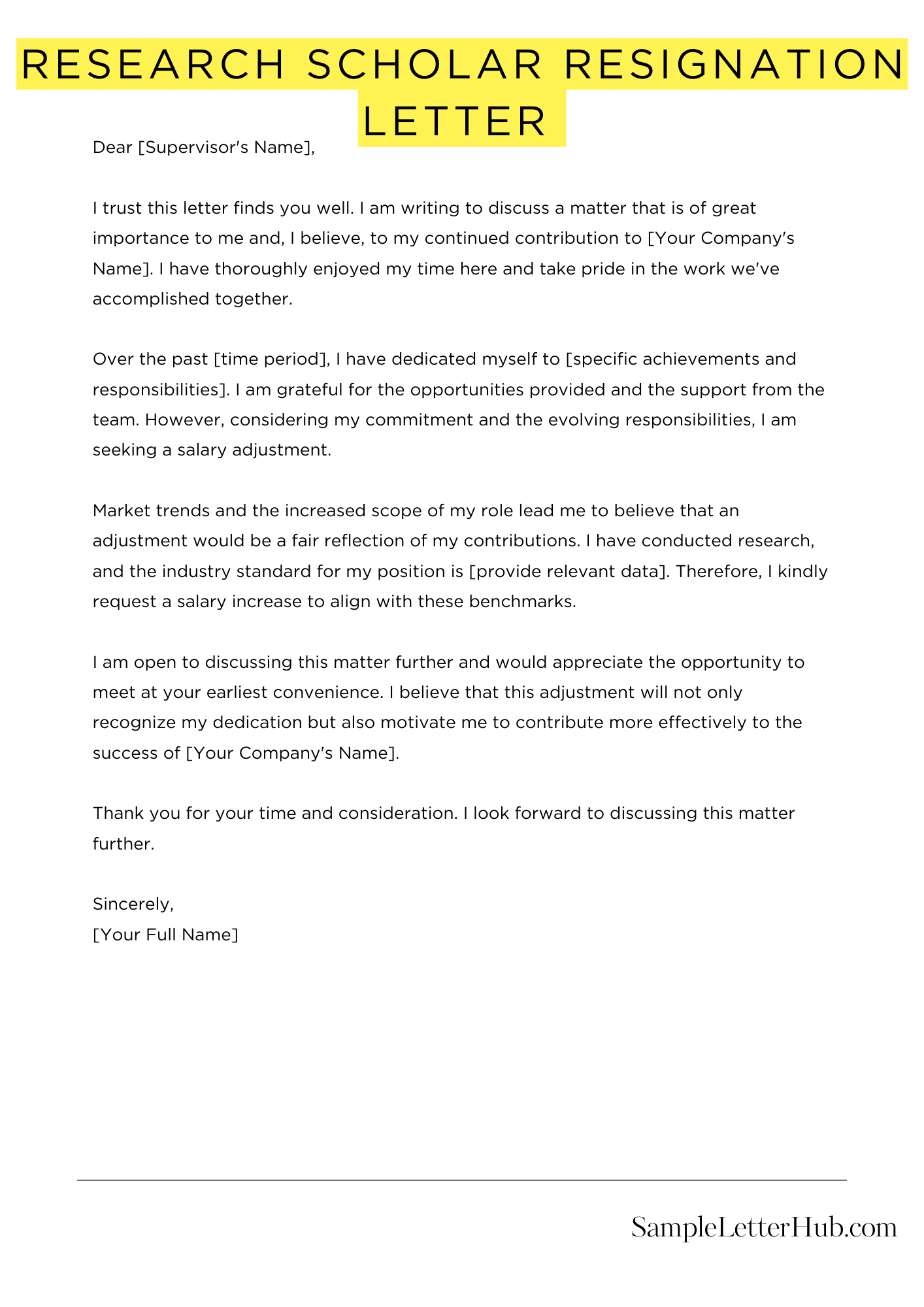 Research Scholar Resignation Letter 