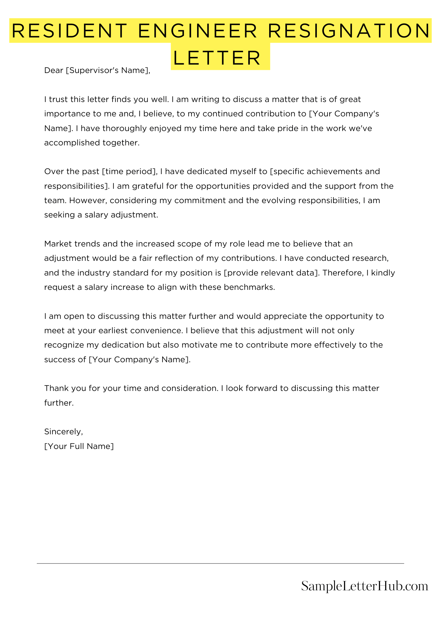 Resident Engineer Resignation Letter 