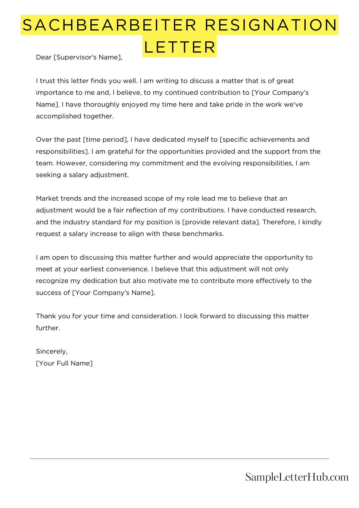 Sachbearbeiter Resignation Letter