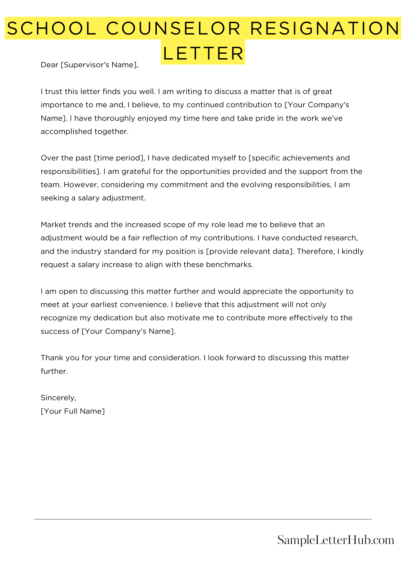 School Counselor Resignation Letter