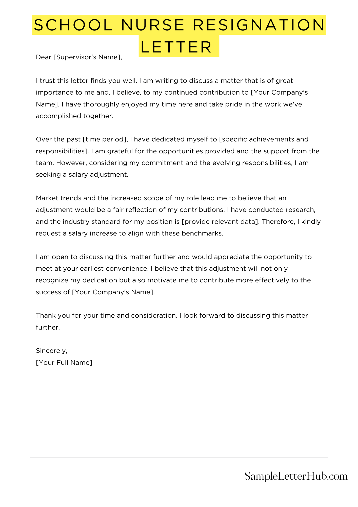 School Nurse Resignation Letter 