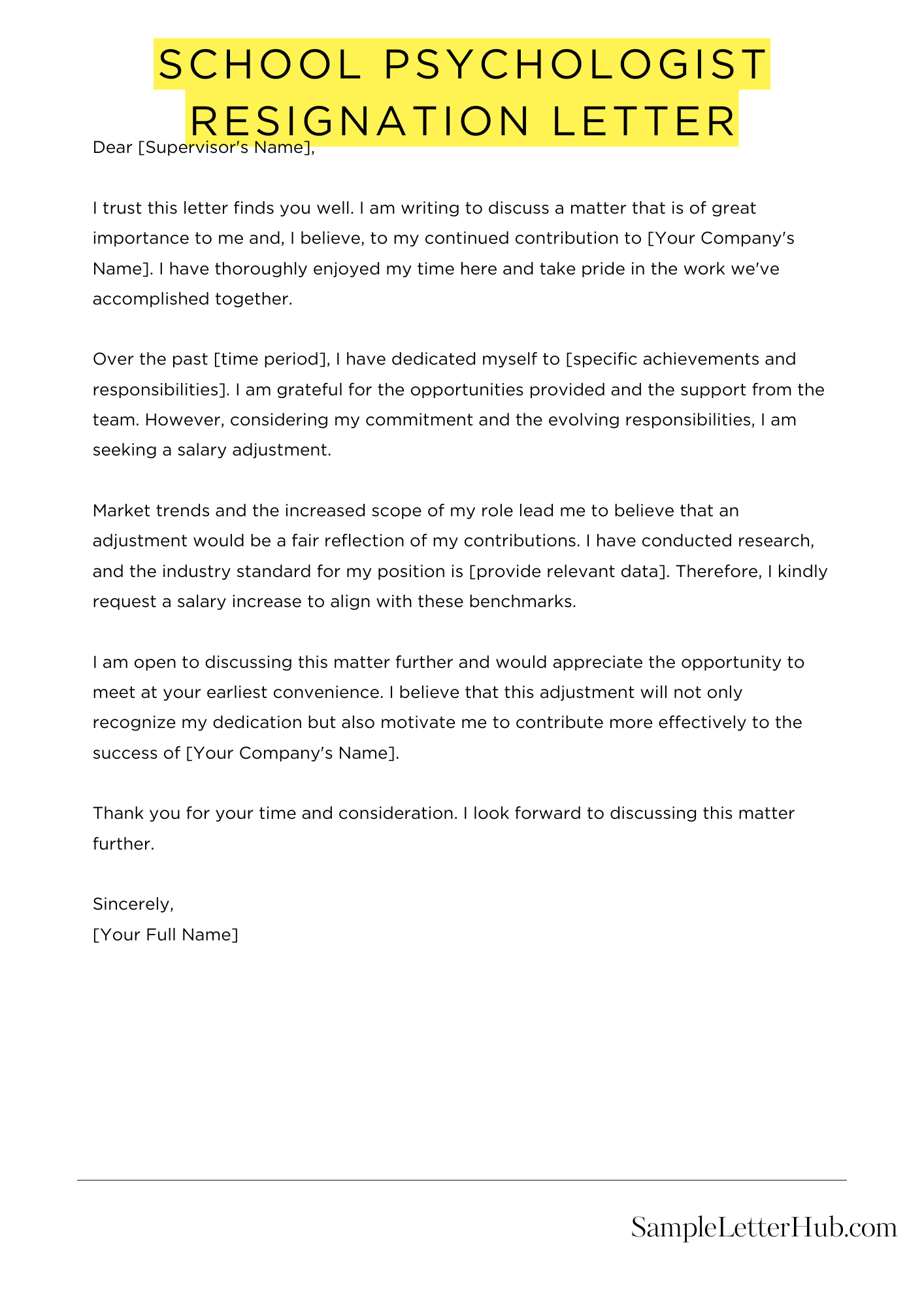 School Psychologist Resignation Letter