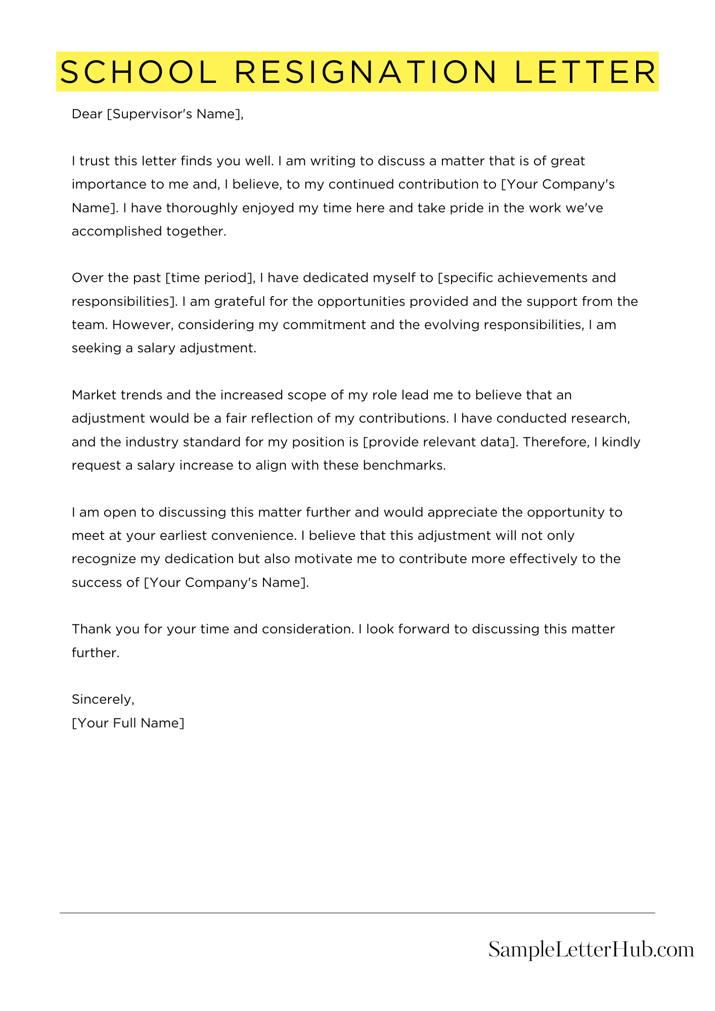 School Resignation Letter