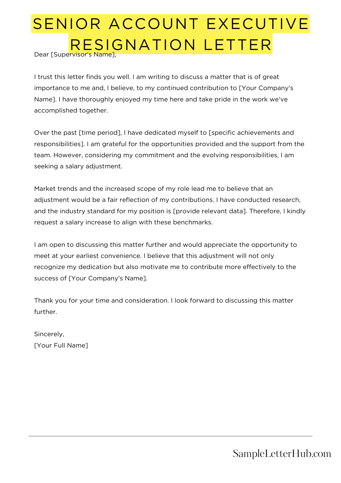 Senior Account Executive Resignation Letter