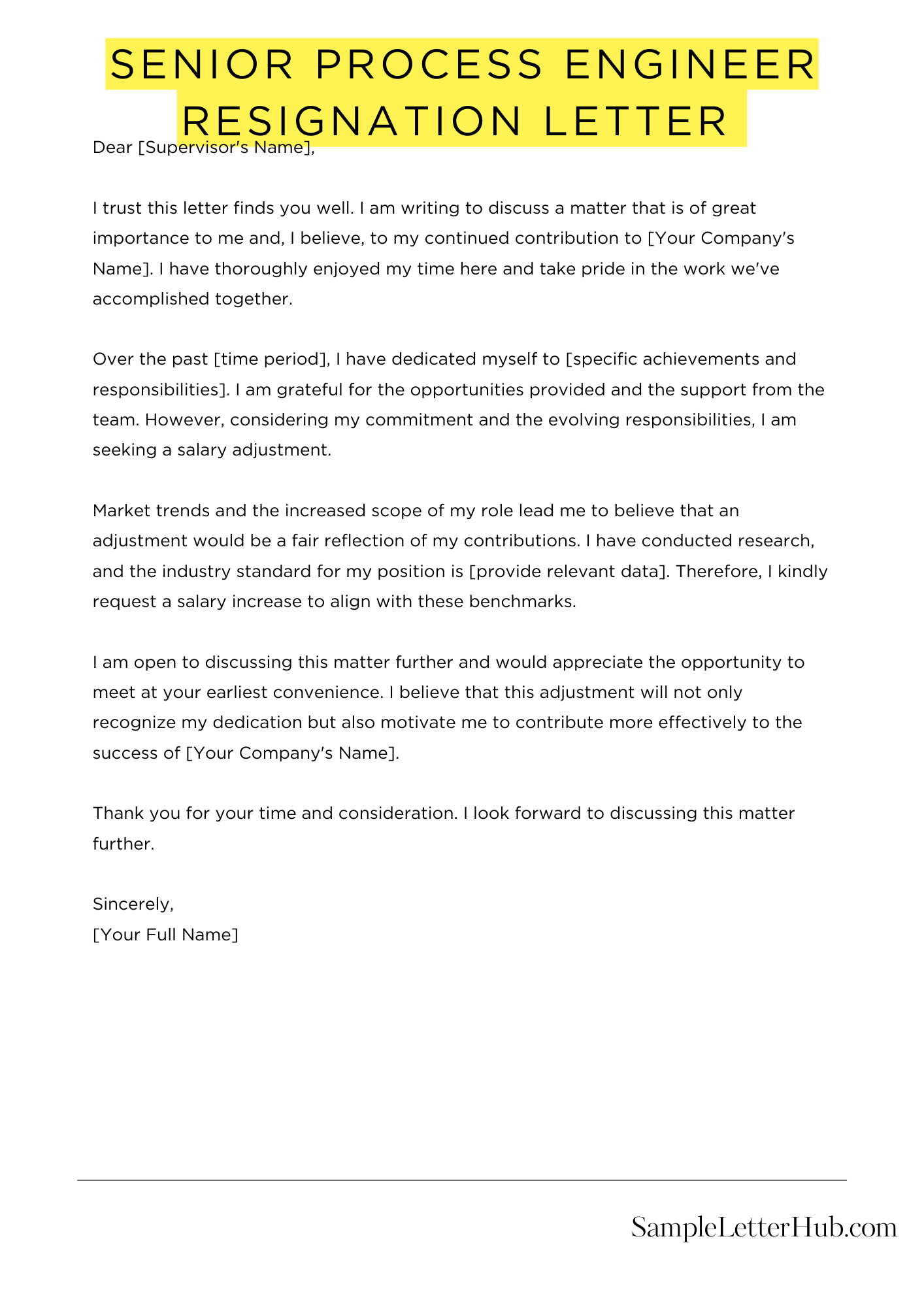 Senior Process Engineer Resignation Letter 