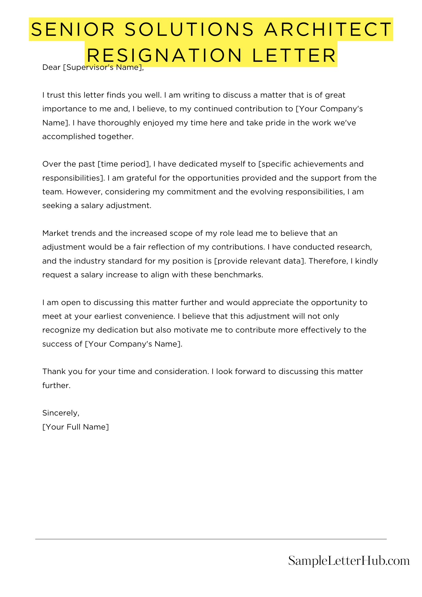 Senior Solutions Architect Resignation Letter