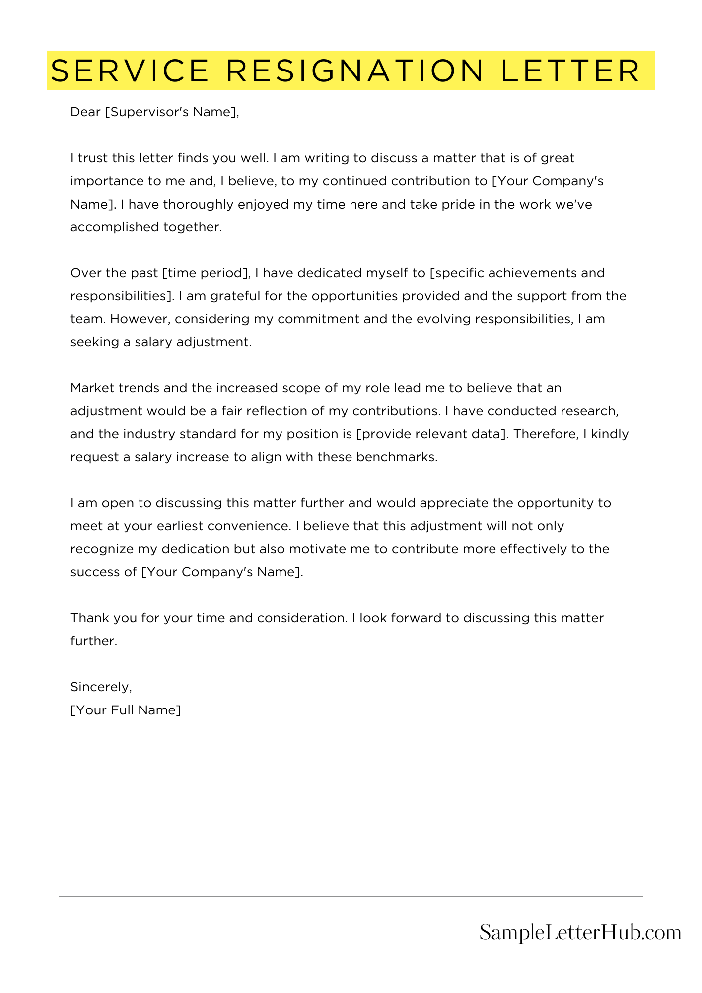 Service Resignation Letter 