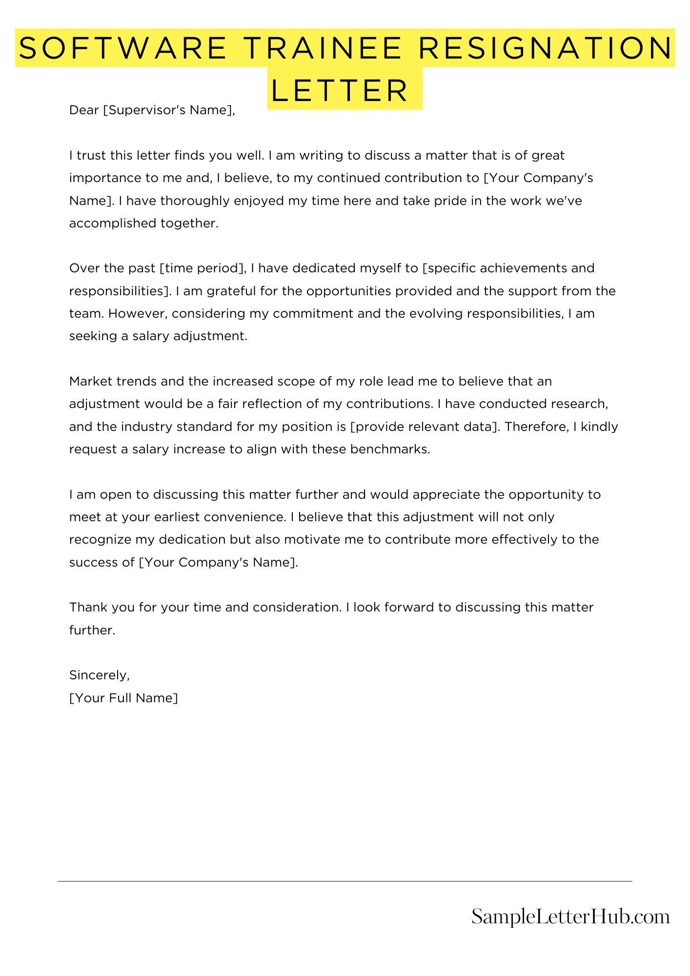 Software Trainee Resignation Letter 