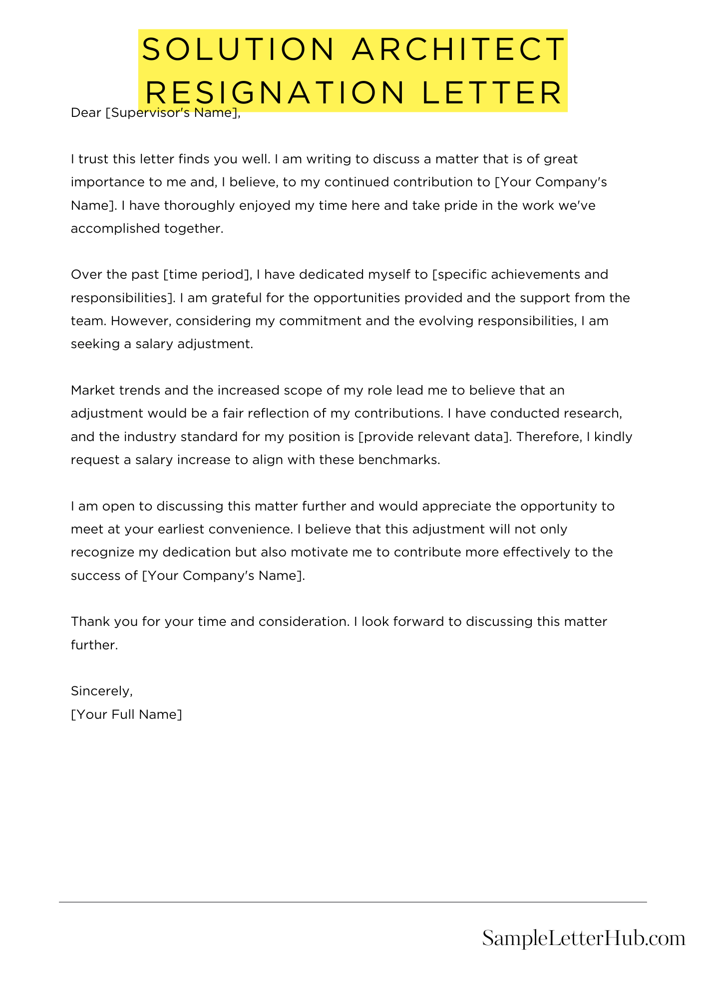 Solution Architect Resignation Letter