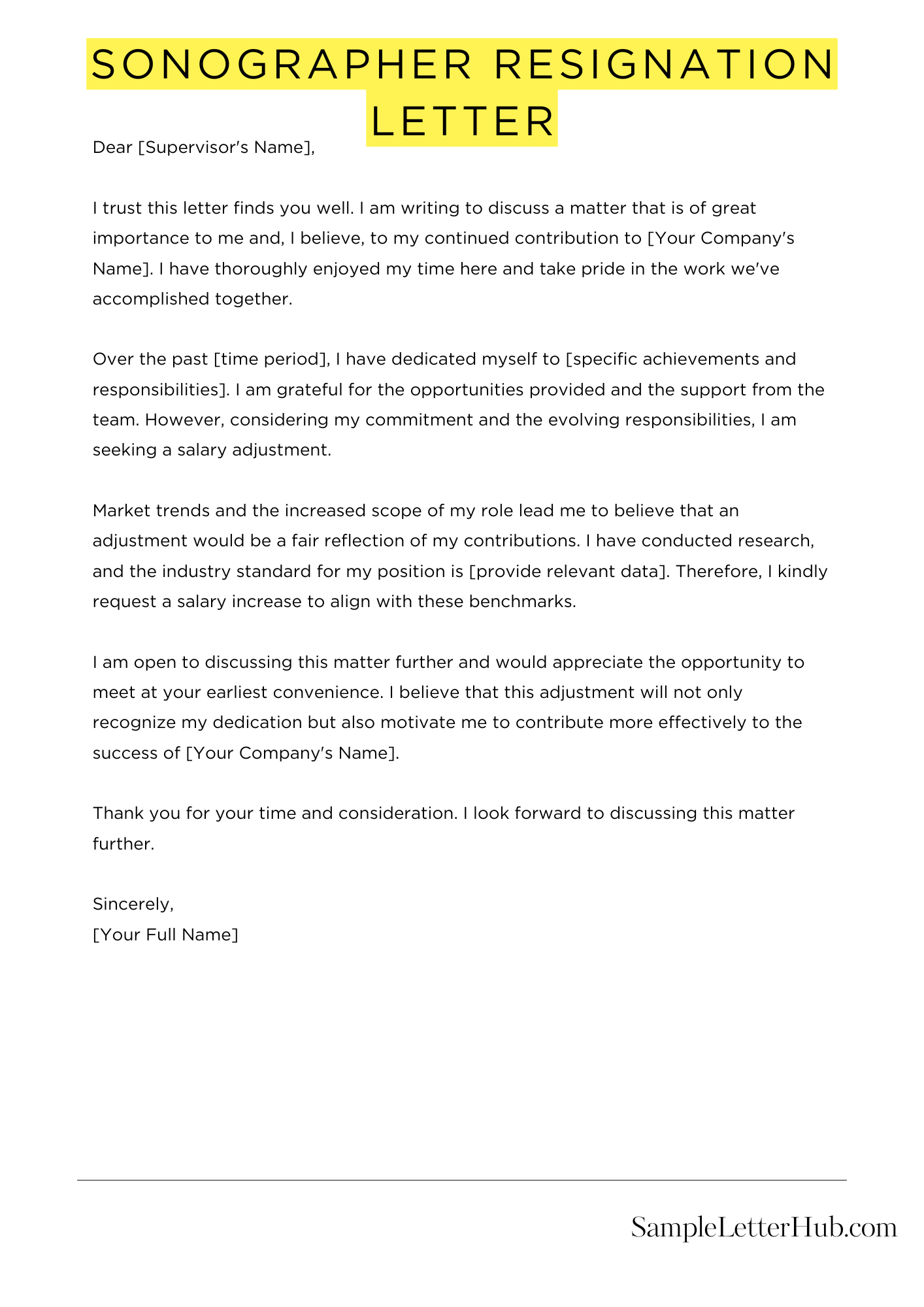 Sonographer Resignation Letter