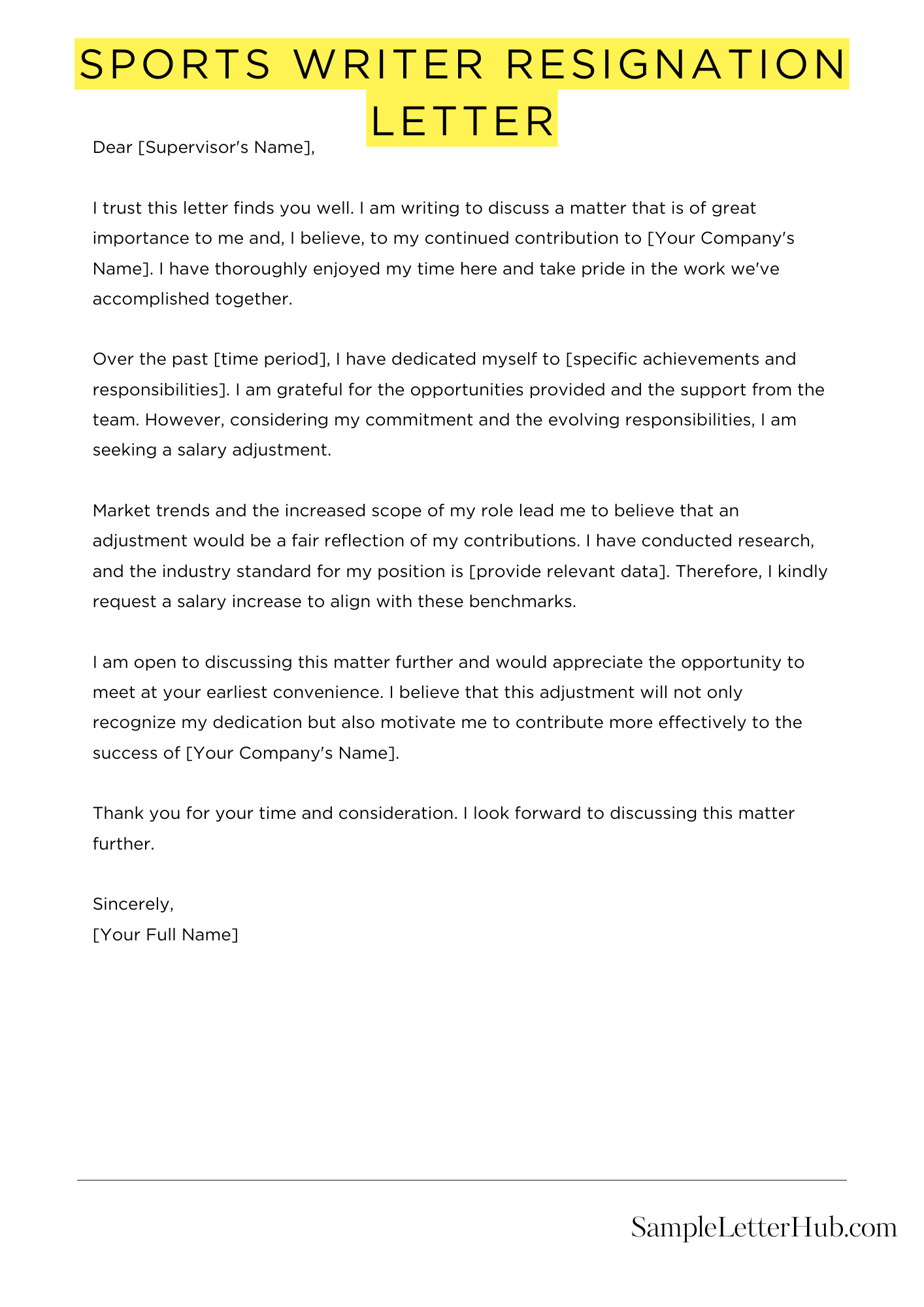 Sports Writer Resignation Letter