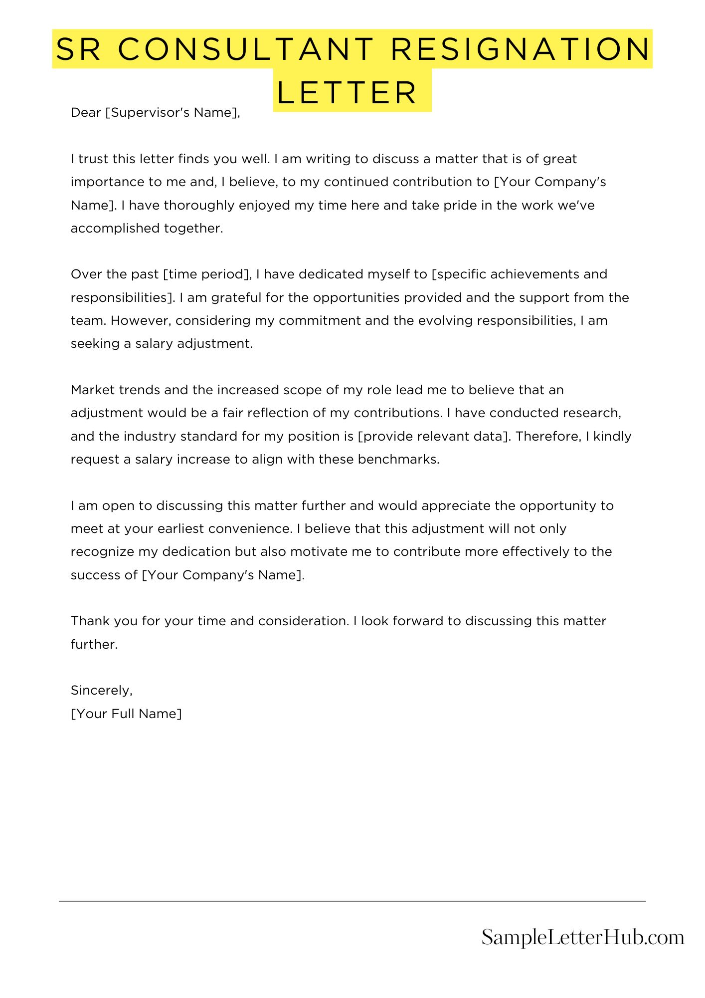 Sr Consultant Resignation Letter 