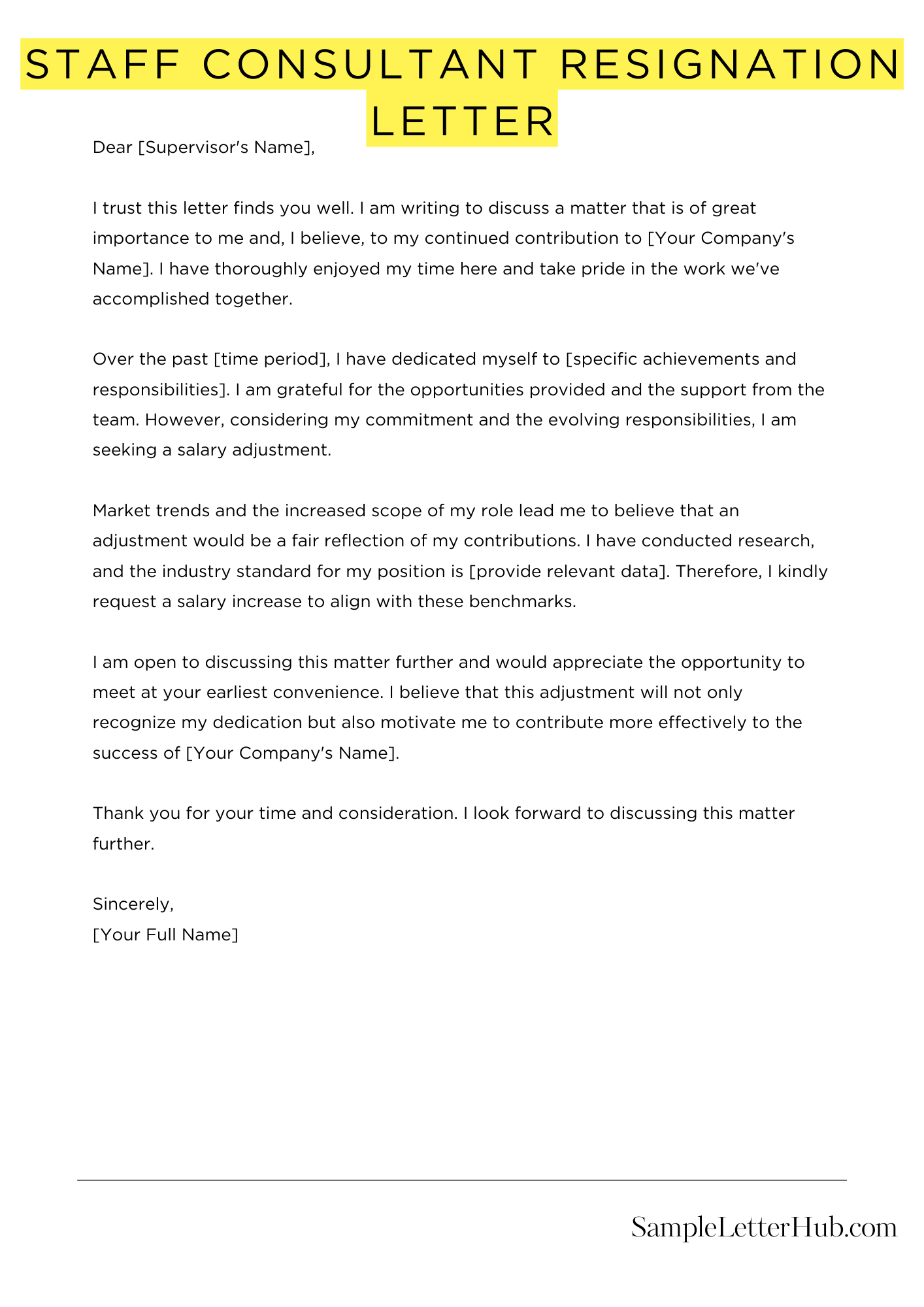 Staff Consultant Resignation Letter