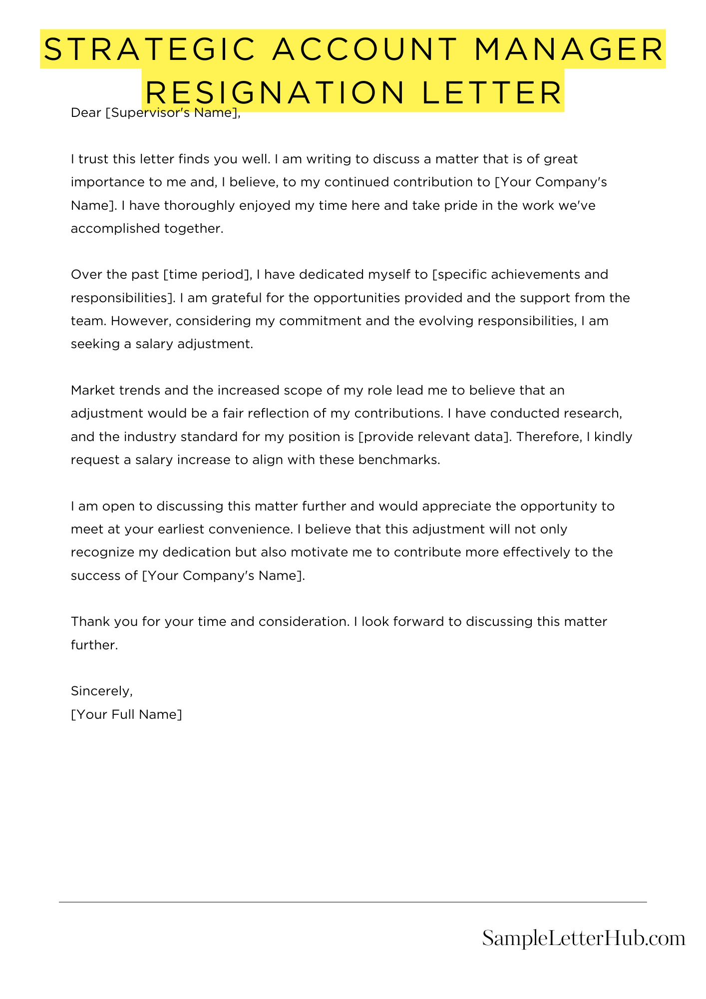 Strategic Account Manager Resignation Letter