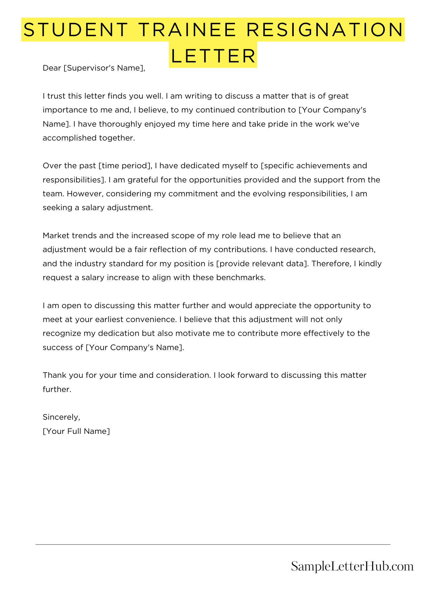 Student Trainee Resignation Letter